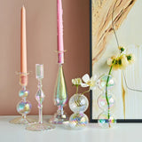 Glass Candle Holder Home Decor Nordic Rainbow Vase Flower Table Living Room Decoration Candlestick Holder for Wedding