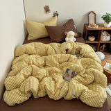 New Korean-style Muji Feng Shui Washed Cotton Quilt Cover  Multicolored Student Striped Duvet Cover Skin-friendly Bedding