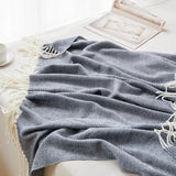 Ikeehome  Quality Soft Wool Knitted Jacquard Blanket Plaid Quilt Wavy Herringbone Fringe Cover for Sofa Bed Blankets Thread Bedspread