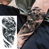 1 Sheet Compass Family Temporary Tattoos For Women Men Adults Flower Tribal Maori Totem Tattoo Sleeve Waterproof Temp Stickers