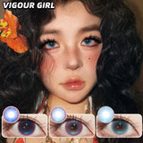 2pcs Half-year Color Contact Lenses Cosmetic Cosplay Pupils Halloween Beauty Women Makeup Blue and Purple Gradient