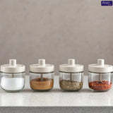 Seasoning Container with Spoon Glass Spice Containers Multifunctional Storage Glass Jar Essential Kitchen Accessories