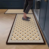 Geometric Pattern Kitchen Floor Mat Oil-proof Waterproof Leather PVC Washable Mats Non-slip Long Rug Free Cut Alfombra De Cocina