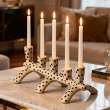 Ceramic Candelabra 5 Arms Candle Stick Holder Equipped Branched Candles Decorative Table Centerpiece Ornament Home Decoration