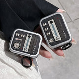 Korean Cute Retro Radio Black Square New Headphone Case For AirPods Pro 2 With Keychain Headphone Case For AirPods 1 2 3 Cover