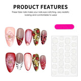 10pcs Handmade French Fake Nails With 3D Phototherapy Flowers Decor Almond Press On Acyrlic Nails Red Blush Gradient False Nails