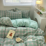 Plaid Style Bedding Set Skin-friendly Quilt Cover Pillowcase Bedsheet Home Bed Linen Sets Single/Full/Queen/King Size Bedclothes