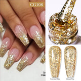 10ml Snow Glitter Gel Nail Polish Pink Milky White Jelly Sequins  Semi Permanent Nails Art Design Varnish Manicure
