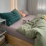Simple Pure Color Cotton Bedding Set 00% Cotton Duvet Cover Bed eet Dormi Bed Canopy Sle Tee-piece Bedding Set