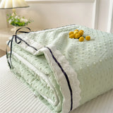 Ins Girl Bow Summer Thin Quilt Seersucker Washed Cotton Summer Quilt Single Dormitory Air Conditioner Blanket Machine Washable