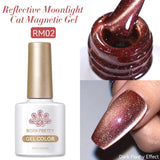 Gold Reflective Moonlight Gel Nail Polish Cat Magnetic Aurora Spar Glitter Semi-Permanant Varnish Nail Art Magnetic