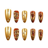 3d Press on Nails Pearl French Tip Press on Nails Gold-plated False Nails Almond Pearls Design Detachable Acrylic Fake Nail Art