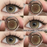 Brown Colored Contact Lenses for Eyes, Natural Eye Cosmetic, Soft Eye Lenses, Beauty, Yearly Use, 1Pair