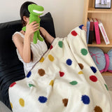 Sheep Autumn Blanket with Colored Dots Soft Comfortable Warm Winter Blankets Four Seasons Sofa Blanket Camping Dam