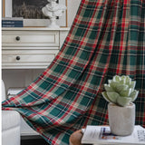 Christmas Grid Curtains Road Pocket Shade Curtain for Tassel Kitchen Bedroom Room Living Bay Window Cabinet Curtain
