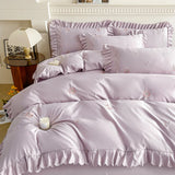 Bedding Set Embroidered Bed Linen Set Ruffles Duvet Cover Pillowcase with Bedsheet Smooth Bedclothes for Home