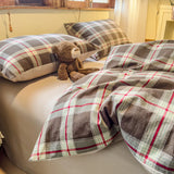 New Soft and Skin-friendly All-cotton Duvet Cover Skin-friendly Breathable Checkered Quilt Cover with Pillowcase