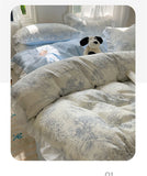 A-Class Skin Friendly Printing Bedding Set With Lace Duvet Cover Bed Sheet Pillowcases Four Piece Set Bedroom Decor Home Textile