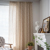 Boho Curtains Semi-Blackout Crochet Patchwork Floral Print Cotton Linen with Tassels Rod Pocket Window Drapes for Living Bedroom