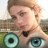 Yearly Green Iris Colored Contact Lenses 1 Pair with Natural Pupil Color And Prescription 0-8 Degrees Annual  Make Up