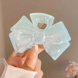 Sweet Five-pointed Star Bow Hair Clip Acrylic Jelly Color Shark Clip Pan Hair Grab Clip for Women Hair Accessories