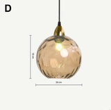 High-end Color Water Patterned Glass Ball Pendant Light Bedroom Bedside Lamp Creative Dining Living Room Bar Counter Chandelier