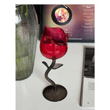 French Romantic Transparent Rose Glass with Transparent Leaf Cocktail Glass Valentine's Wedding Table Decoration Gift Wine Cup