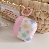 Pink Cover Colorful Stars + Ring Suitable for Apple for Airpodspro2 Case/For Airpodspro Case/For Airpods4 Case/For Airpods3 Case/For Airpods2 Case/Fashionable Women's Earphone Case/Simple Earphone Case