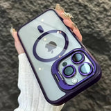 Magnetic Phone Case Lens Protection Stand Back Cover  For IPhone 13 14 15 16 Pro Max  Transparent  Magnetic Phone Case Cover
