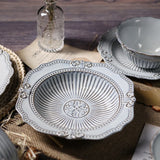 Baroque Vintage Plates Dinnerware Embossed Pattern Plate Sets Tableware Dishes Dinner Plates Set Dish Dining Tables Charger Full