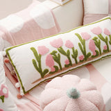 90x35cm Floral Tufted Cushion Cover Soft Plush Throw Pillow Pink Green Home Decor Sofa Bedroom