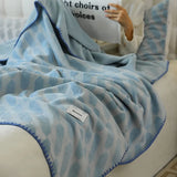 Nordic Simple Jacquard Sheep Fleece Blanket Luxury Autumn Winter Office Bedroom Nap Blanket Shawl Cushion for Single Double Size