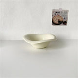 Wave Ceramic Salad Bowl Creative Irregular Solid Color Cream Cafe Tableware Design Soup Bowl Afternoon Tea Dessert Fruit Bowl