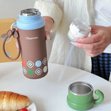Cute Insulated Stainless Steel Liner Water Bottle, 500ml Drinking Cup & Spout Portable Heat-Resistant Food Grade for Kids