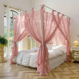 White Blue Princess Palace Mosquito Net Floor Stand with Frame Romantic 1.5m/1.8m/2m Three-door Bed Curtain Home Decor