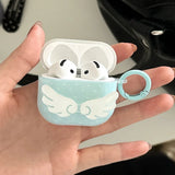 Blue Polka Dot Angel Wings DIY Earphone Case Cover For Apple AirPods 1 or 2 3 4 Pro Pro 2 Bluetooth Charging Box Protection Case
