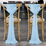 12Pcs Wedding Chair Sashes 7x108Inch Sheer Chiffon Chair Fabric Covers for Party Christmas Bridal Baby Shower Wedding Decoration