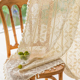 Cotton Hollow design Curtains Road Pocket Shade Tassel Curtain for Kitchen Living Bedroom Room Bay Window Cabinet Curtain
