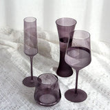 Purple Glass Wine Glass Minimalist Wine Glass Goblet Champagne Flute Vase & Tumbler Modern Home Bar Decor for Wine & Cocktail