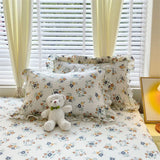 100% Cotton 2pcs Flower Prints Ruffles Pillowcases 48x74cm Sizes Cushion Cover for Bed Floral Style Adults Kids Pillowslip 베개커버
