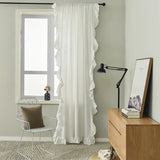 White Ruffle Curtains For Dining Rooms, Cotton Linen Shabby Chic Trim, Privacy Sheer Drapes, Bedroom Canopy, Home Decorations
