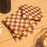 Creative Chessboard Cup Mat Solid Wood Tea Mat Dessert Cake Mini Tray Coffee Coaster Kung Fu Tea Cup Holder Tea Set Accessories