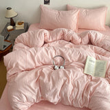 Korean Bedding Full Sets Blue New Soft Striped Queen Bed Sheets Duvet Cover With Pillowcase No Filling Bedroom Decor