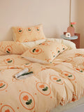 Ultra-Soft Warm Milk Velvet Bedding Set Cartoon Winter Faionable Tee-Piece Bedding Set Fine Texture Durable Active Printing