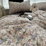 Duvet Cover Set  A-class Ultra Soft Jacquard Double-layer Yarn Washed Cotton Bedding Set  Floral Bed Sheet