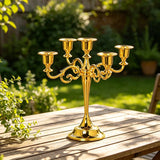European Luxury Gold Candle Holder, Romantic Atmosphere Candelabra for Home Living Room Candlelight Dinner Decoration