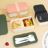 Child's Lunchbox with Tableware Portable Compartmentalized Bento Box School Snack Holder Microwave-safe Food Storage Container