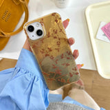 Golden glacier ins autume flower fundas for iphone 16promax 13 14pro 16 15 pro max 15promax 13pro 14 shockproof phone case
