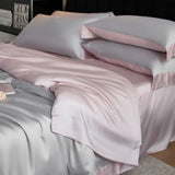 Color Blocking Bedding Set 600TC Lyocell Bamboo Fiber Soft Silky Cool Feeling Duvet Cover Flat/Fitted Bed Sheet Pillowcases 4Pcs