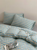 Ikeehome  Korean Sle Cartoon INS Pure Cotton  Cotton Bedding Set 4pcs Bed eet Cover Duvet Cover Pillowcase Bedding